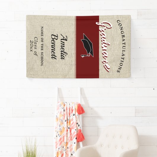 Rustieke rode felicitaties Graduation Party P Spandoek (Insitu)