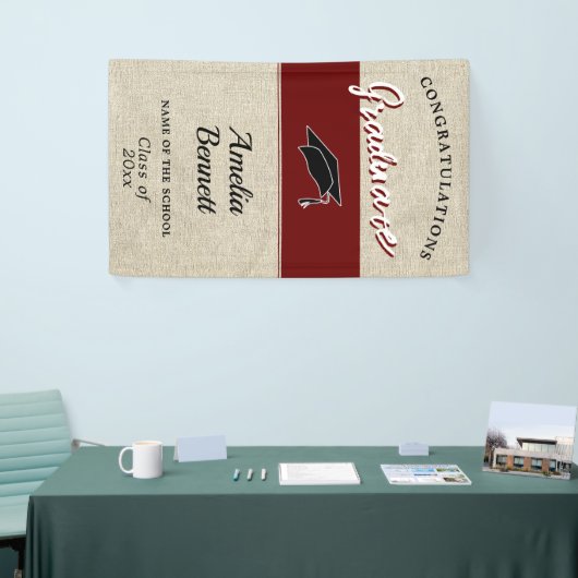 Rustieke rode felicitaties Graduation Party P Spandoek (Beurs)