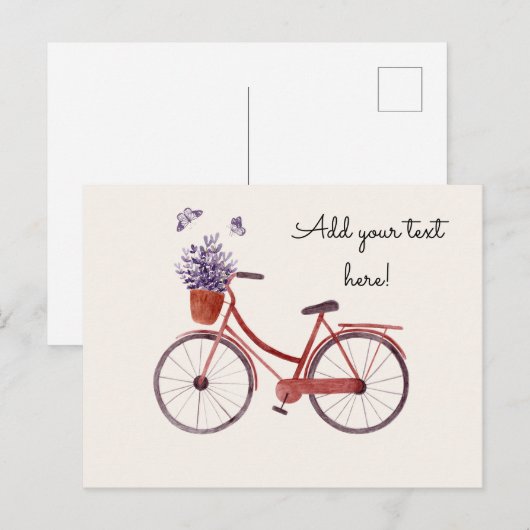 Rustieke rode fiets briefkaart (Voorkant / Achterkant)