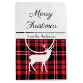Rustieke rode geplakt hert Kerstmis Medium Cadeauzakje (Voorkant)