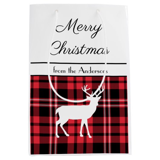 Rustieke rode geplakt hert Kerstmis Medium Cadeauzakje (Voorkant)