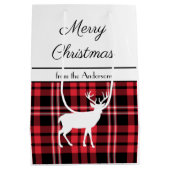 Rustieke rode geplakt hert Kerstmis Medium Cadeauzakje (Achterkant)