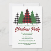 Rustieke rode geplakte groene bomen kerstfeest kaart (Voorkant)