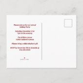 Rustieke rode geplakte groene bomen kerstfeest uitnodiging briefkaart (Achterkant)