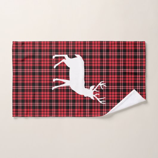 Rustieke rode geplakte kerst bad handdoek (Handdoek)