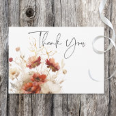 Rustieke Rode & Gerst Waterverf Wildbloemen Bedankkaart