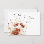 Rustieke Rode & Gerst Waterverf Wildbloemen Bedankkaart (Voorkant)