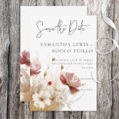 Rustieke Rode & Gerst Waterverf Wildbloemen Save The Date