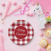 Rustieke rode geruite patroon Kerstmis Papieren Bordje (Feest)
