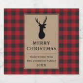 Rustieke rode geruite vrolijke kerst kraft bier etiket (Enkel label)