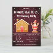 Rustieke Rode Gingerbread House Decorating Party Kaart (Staand voorkant)