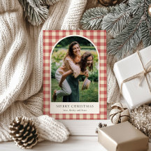 Rustieke rode Gingham boog foto moderne kerst