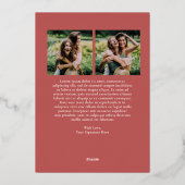 Rustieke rode Gingham boog foto moderne kerst Folie Feestdagenkaart (Achterkant)