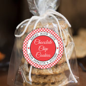 Rustieke rode Gingham Choco koekjes gebakken met l Ronde Sticker