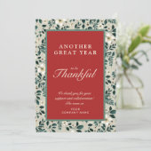 Rustieke rode groene holly bedrijfsnaam tekst feestdagenkaart (Staand voorkant)