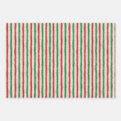 Rustieke rode groene tan strepen burlap vakantie inpakpapier vel (Voorkant)