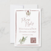Rustieke Rode Hand Geletterde Winter Wedding QR RS RSVP Kaartje (Voorkant)