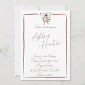 Rustieke rode hand getekende boog winter bruiloft kaart (Voorkant)