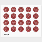 Rustieke Rode Handgemaakte Dank Je Ronde Sticker (Vel)