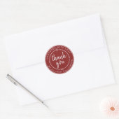 Rustieke Rode Handgemaakte Dank Je Ronde Sticker (Envelop)
