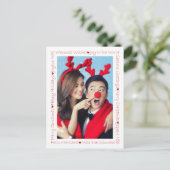 Rustieke rode harten & Xmas woorden 2 foto rand Briefkaart (Staand voorkant)