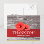 Rustieke rode Hibiscus houten achtergrond Dank u Briefkaart (Voorkant / Achterkant)