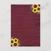 Rustieke rode hout zonnebloem bruiloft accommodati informatiekaartje (Achterkant)