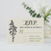 Rustieke rode houten bos bruiloft RSVP Kaartje (Staand voorkant)