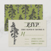Rustieke rode houten bos bruiloft RSVP Kaartje (Voorkant / Achterkant)