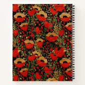 Rustieke Rode Houtkorrel Poppy Floral Notitieboek (Achterkant)