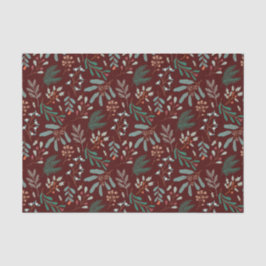 Rustieke rode Kerstmis gebladerte patroon Tissuepapier