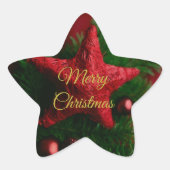 Rustieke rode kerstster sticker  (Voorkant)