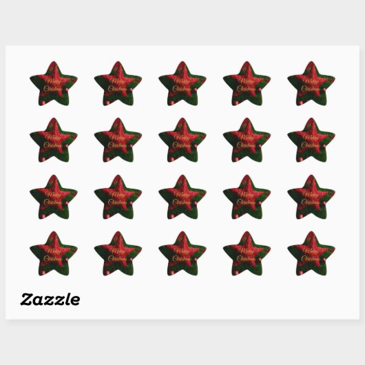 Rustieke rode kerstster sticker  (Vel)