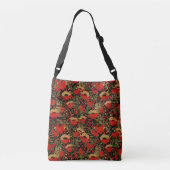 Rustieke rode klaproos  hout bruidsmeisje Canvas t Crossbody Tas (Achterkant)