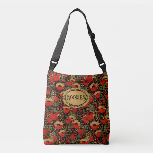 Rustieke rode klaproos  hout bruidsmeisje Canvas t Crossbody Tas (Voorkant)