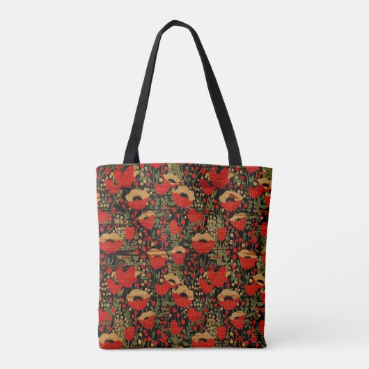 Rustieke rode klaproos hout bruidsmeisje Canvas t Tote Bag (Achterkant)