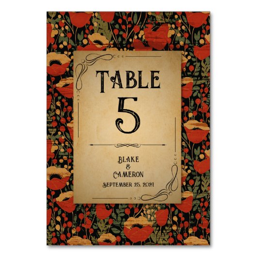 Rustieke rode klaprozen houten bruiloft kaart (Voorkant)