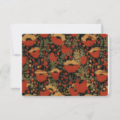 Rustieke Rode Klaprozen  Houten Bruiloft RSVP Kaar Aankondiging (Achterkant)