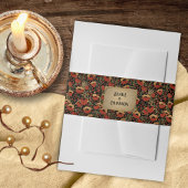 Rustieke rode klaprozen  houten bruiloft uitnodigingen wikkel