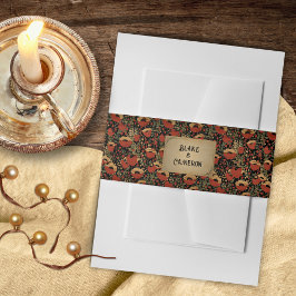 Rustieke rode klaprozen  houten bruiloft uitnodigingen wikkel