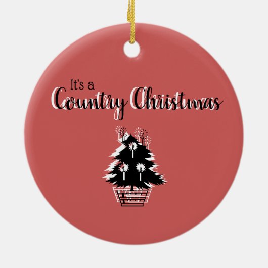  rustieke rode land kerst keramisch ornament (Achterkant)