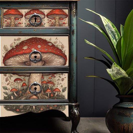 Rustieke Rode Paddestoel Folk Art Decoupage Crafti Tissuepapier