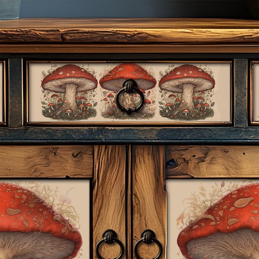 Rustieke Rode Paddestoel Folk Art Decoupage Tissuepapier