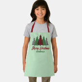 Rustieke Rode Plaid Vrolijke Kerstbomen Custom Kin Schort (Insitu)