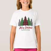 Rustieke Rode Plaid Vrolijke Kerstbomen Custom Kin T-shirt (Voorkant)