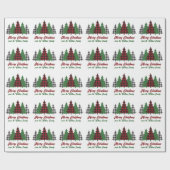 Rustieke Rode Plaid Vrolijke Kerstbomen Gepersonal Cadeaupapier (Vlak)