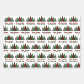 Rustieke Rode Plaid Vrolijke Kerstbomen Gepersonal Inpakpapier Vel (Voorkant 3)