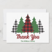 Rustieke Rode Plakken Vrolijke Kerstbomen Custom Bedankkaart (Voorkant)