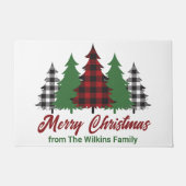 Rustieke Rode Plakken Vrolijke Kerstbomen Custom Deurmat (Voorkant)