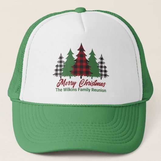 Rustieke Rode Plakken Vrolijke Kerstbomen Custom Trucker Pet (Voorkant)